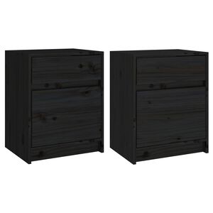 vidaXL Nočn&iacute; stolky 2 ks čern&eacute; 40 x 31 x 50 cm masivn&iacute; borovice