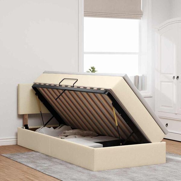 vidaXL Postel s &uacute;ložn&yacute;m prostorem a matrac&iacute; s čelo Kr&eacute;mov&aacute; 90 x 190 cm