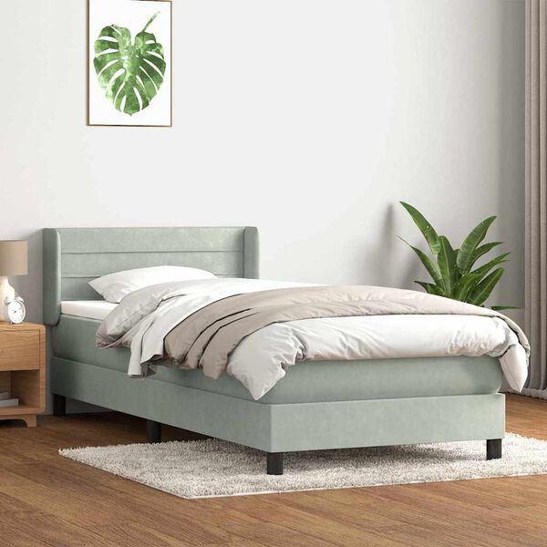 vidaXL Box spring postel s matrac&iacute; světle &scaron;ed&aacute; 80x210 cm samet