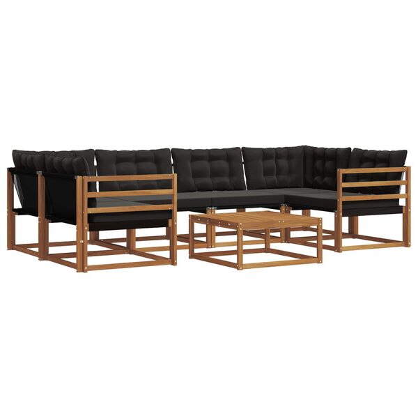 vidaXL Venkovn&iacute; pohovkov&aacute; souprava s pol&scaron;t&aacute;řem 7 pcs Přirozen&aacute; a čern&aacute;