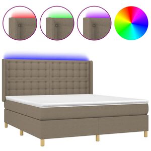 vidaXL Box spring postel s matrac&iacute; a LED taupe 160x200 cm textil