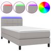vidaXL Box spring postel s matrac&iacute; a LED světle &scaron;ed&aacute; 100x200 cm textil