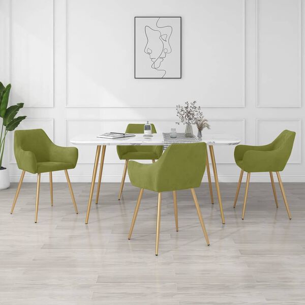 vidaXL J&iacute;deln&iacute; židle 4 ks světle zelen&eacute; samet