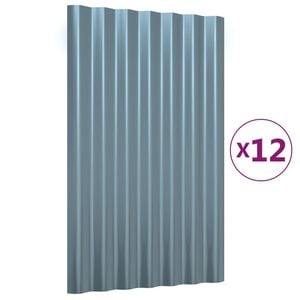 vidaXL Stře&scaron;n&iacute; panely 12 ks pozinkovan&aacute; ocel &scaron;ed&eacute; 60 x 36 cm