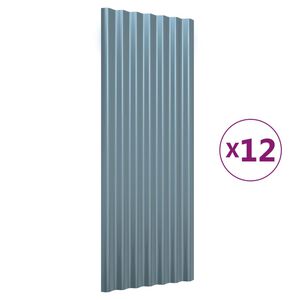vidaXL Stře&scaron;n&iacute; panely 12 ks pozinkovan&aacute; ocel &scaron;ed&eacute; 100 x 36 cm