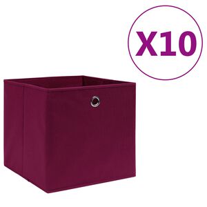 vidaXL &Uacute;ložn&eacute; boxy 10 ks netkan&aacute; textilie 28x28x28 cm tmavě červen&eacute;