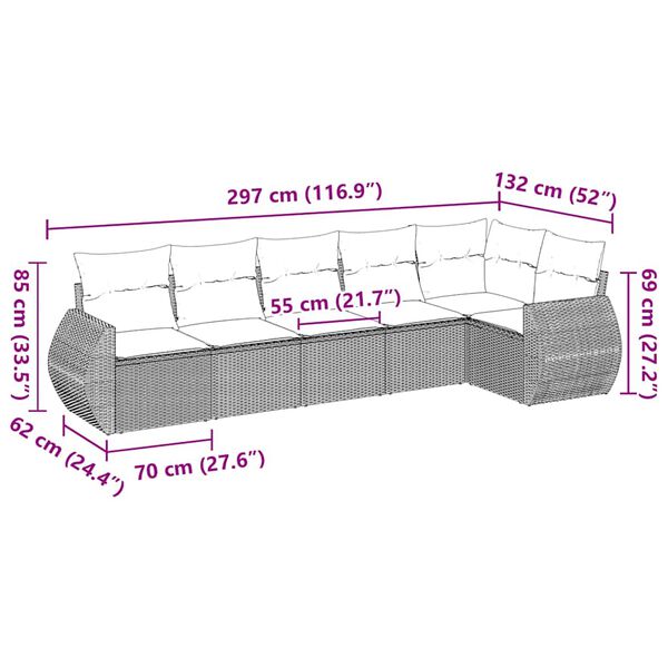 vidaXL 6d&iacute;ln&aacute; zahradn&iacute; sedac&iacute; souprava s podu&scaron;kami čern&aacute; polyratan