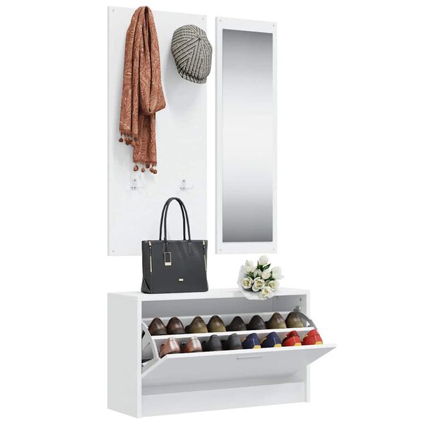 vidaXL Sada n&aacute;bytku do předs&iacute;ně 3 v 1 b&iacute;l&aacute; kompozitn&iacute; dřevo