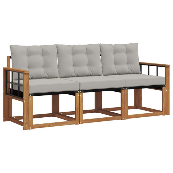 vidaXL Venkovn&iacute; pohovkov&aacute; souprava 3 pcs Př&iacute;rodn&iacute; a světle &scaron;ed&aacute;