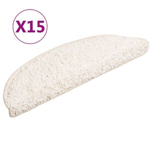 vidaXL Schodov&eacute; rohože 15 ks 56 x 17 x 3 cm b&iacute;l&eacute; půlkulat&eacute;