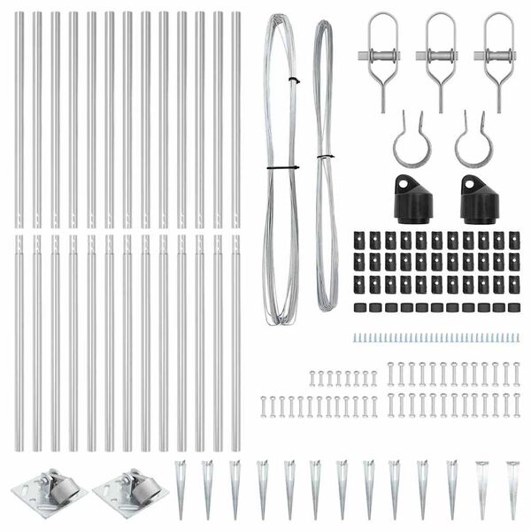 vidaXL Plotové sloupky 13 pcs Stříbrná Ø32mm 160 cm Pozinkovaná ocel