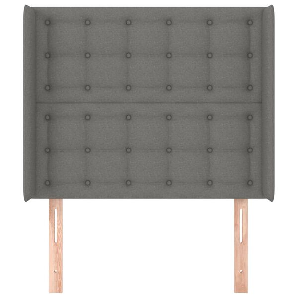 vidaXL Čelo postele typu u&scaron;&aacute;k tmavě &scaron;ed&eacute; 103x16x118/128 cm textil