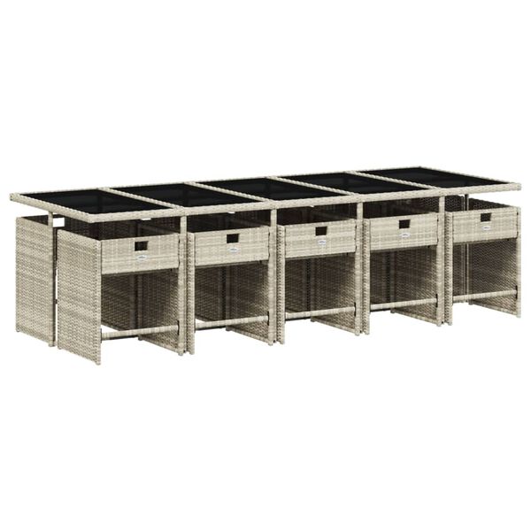 vidaXL 11d&iacute;ln&yacute; zahradn&iacute; j&iacute;deln&iacute; set s podu&scaron;kami světle &scaron;ed&yacute; polyratan