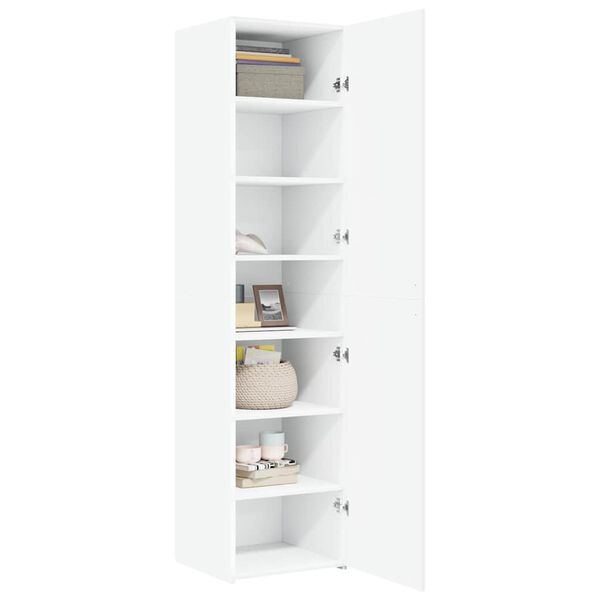 vidaXL Skř&iacute;ň highboard b&iacute;l&aacute; 45 x 42,5 x 185 cm kompozitn&iacute; dřevo