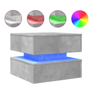 vidaXL Konferenčn&iacute; stolek s LED osvětlen&iacute;m betonově &scaron;ed&yacute; 50x50x40 cm