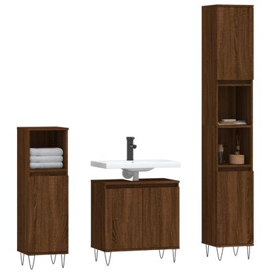 vidaXL 3dílný set koupelnových skříněk hnědý dub kompozitní dřevo
