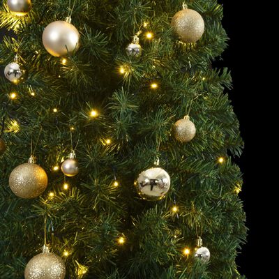 vidaXL Úzký vánoční stromek s 300 LED a koulemi 270 cm