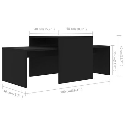 vidaXL Set konferenčních stolků černý 100 x 48 x 40 cm dřevotříska