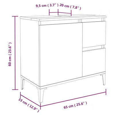 vidaXL Koupelnová skříňka kouřový dub 65 x 33 x 60 cm kompozitní dřevo