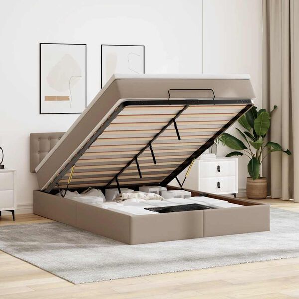 vidaXL Osmansk&yacute; r&aacute;m postele s matrac&iacute; cappuccino 140x190cm uměl&aacute; kůže