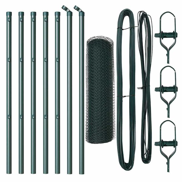 vidaXL Plotov&yacute; sloupek. Zelen&aacute; 10 x 0,5 m (25 mm s&iacute;ť) Ocel a PVC