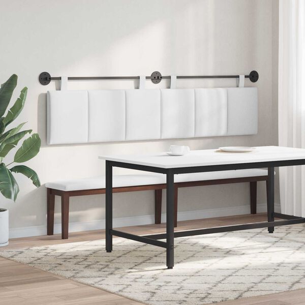 vidaXL Z&aacute;věsn&aacute; čeln&iacute; deska N&aacute;stěnn&yacute; B&iacute;l&yacute; 210 x 55 x 5 cm textil