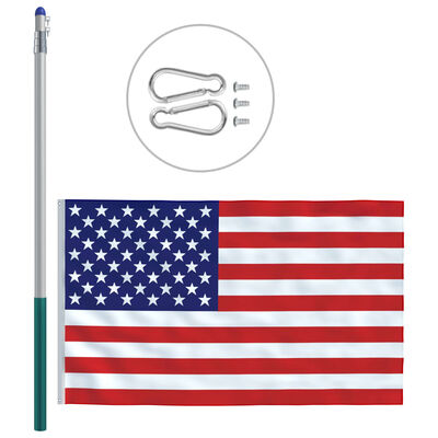 vidaXL Vlajka USA a stožár hliník 6 m
