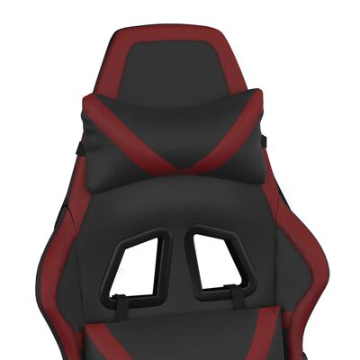 vidaXL Masážní herní židle s podnožkou černá a vínová umělá kůže