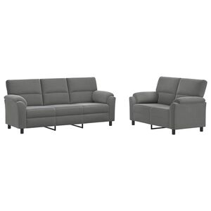 vidaXL Set pohovek 2 pcs Tmavě &scaron;ed&aacute; Samet