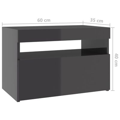 vidaXL TV skříňky s LED osvětlením 2 ks šedé vysoký lesk 60x35x40 cm