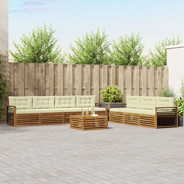 vidaXL Venkovn&iacute; pohovkov&aacute; souprava 8 pcs Přirozen&aacute; a Kr&eacute;mov&aacute;