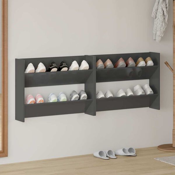 vidaXL N&aacute;stěnn&eacute; botn&iacute;ky 2 ks &scaron;ed&eacute; leskl&eacute; 80x18x60 cm kompozitn&iacute; dřevo