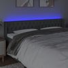 vidaXL Čelo postele s LED tmavě &scaron;ed&eacute; 203 x 16 x 78/88 cm textil