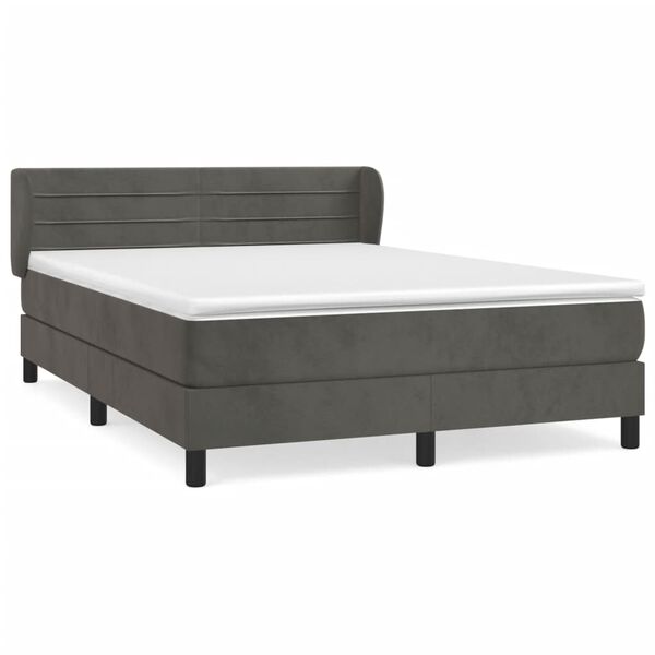 vidaXL Box spring postel s matrac&iacute; tmavě &scaron;ed&aacute; 140x200 cm samet