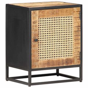 vidaXL Nočn&iacute; stolek 40 x 30 x 50 cm masivn&iacute; mangovn&iacute;k a př&iacute;rodn&iacute; r&aacute;kos