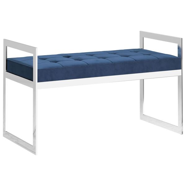 vidaXL Lavice 97 cm modr&aacute; samet a nerezov&aacute; ocel