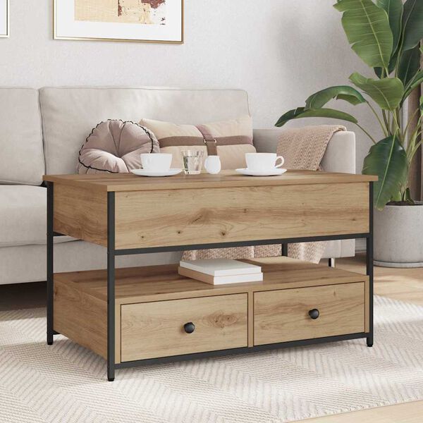 vidaXL Konferenčn&iacute; stolek se z&aacute;suvkou Artisanov&yacute; dub 85 x 50 x 50 cm