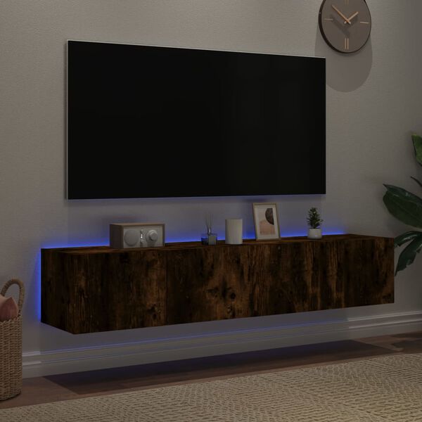 vidaXL N&aacute;stěnn&eacute; TV skř&iacute;ňky s LED 2 ks kouřov&yacute; dub 80 x 35 x 31 cm