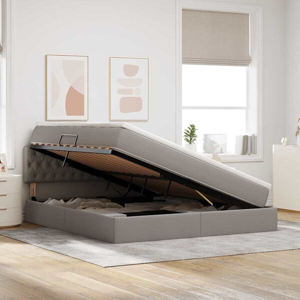 vidaXL Postel s &uacute;ložn&yacute;m prostorem a matrac&iacute; s čelo Taupe 180 x 200 cm