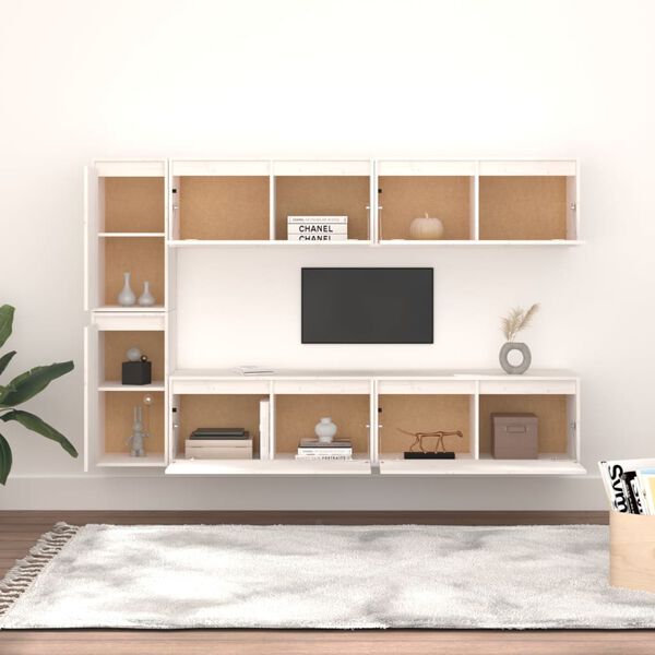 vidaXL TV skříňky 6 ks bílé masivní borové dřevo