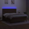 vidaXL Box spring postel s matrac&iacute; a LED tmavě hněd&aacute; 180x200 cm textil