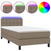 vidaXL Box spring postel s matrac&iacute; a LED taupe 90x200 cm textil