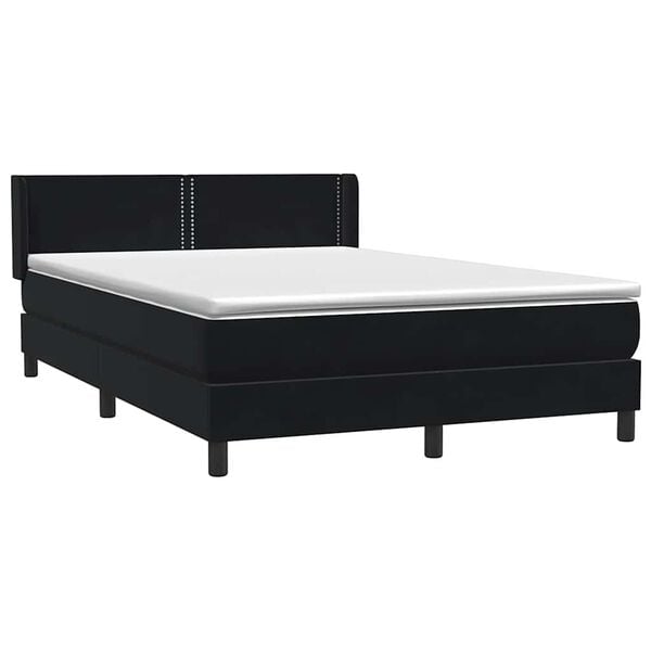 vidaXL Box spring postel s matrac&iacute; čern&aacute; 140x210 cm samet