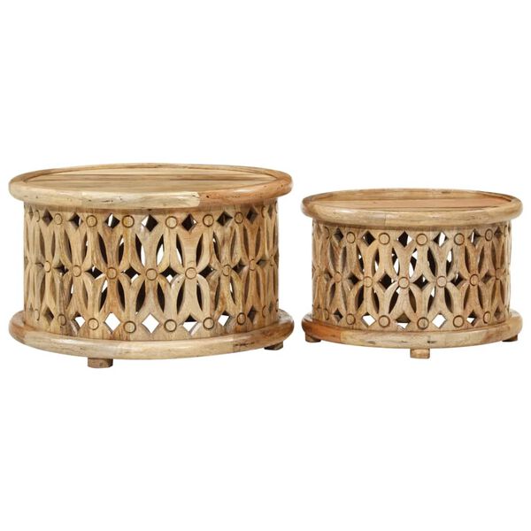 vidaXL Dvoudílná sada konferenčních stolků masivní mangovníkové dřevo