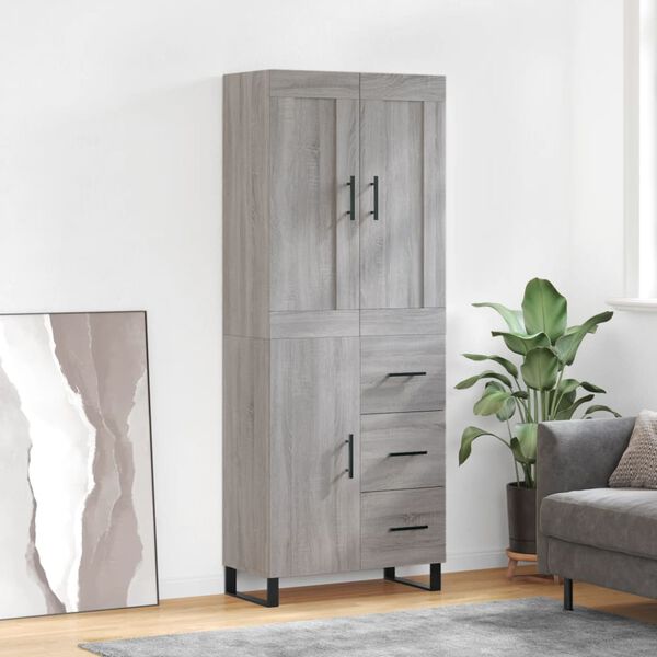 vidaXL Skř&iacute;ň highboard &scaron;ed&aacute; sonoma 69,5 x 34 x 180 cm kompozitn&iacute; dřevo