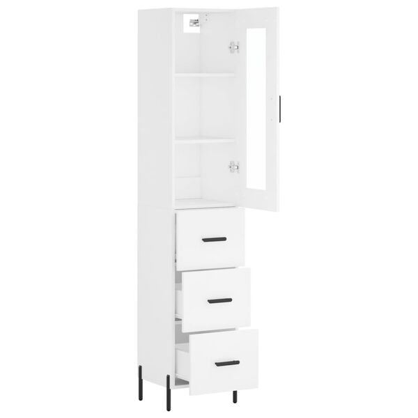 vidaXL Skř&iacute;ň highboard b&iacute;l&aacute; 34,5 x 34 x 180 cm kompozitn&iacute; dřevo
