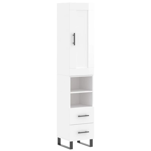 vidaXL Skř&iacute;ň highboard b&iacute;l&aacute; s vysok&yacute;m leskem 34,5x34x180 cm kompozit