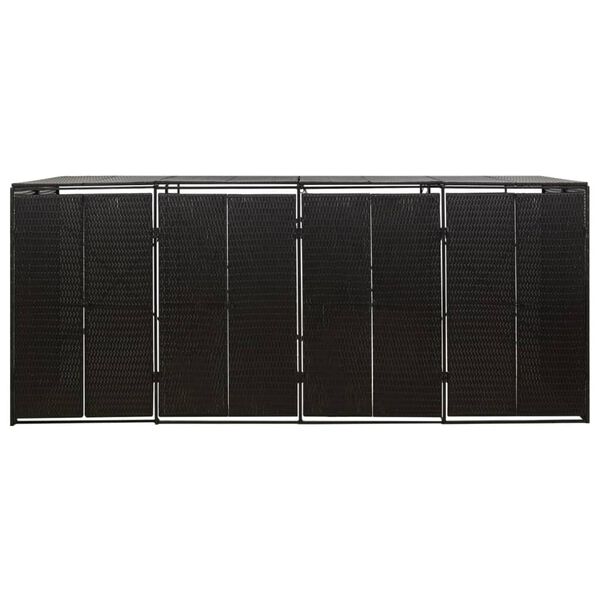 vidaXL Př&iacute;stře&scaron;ek na čtyři popelnice čern&yacute; 274 x 80 x 117 cm polyratan