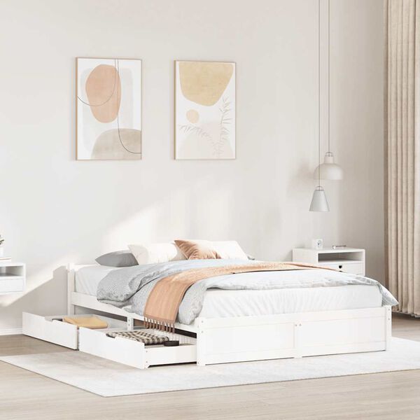 vidaXL Postel bez matrace b&iacute;l&aacute; 135 x 190 cm masivn&iacute; borovice