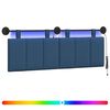 vidaXL Z&aacute;věsn&eacute; čelo postele S LED osvětlen&iacute;m Modr&aacute; Textil